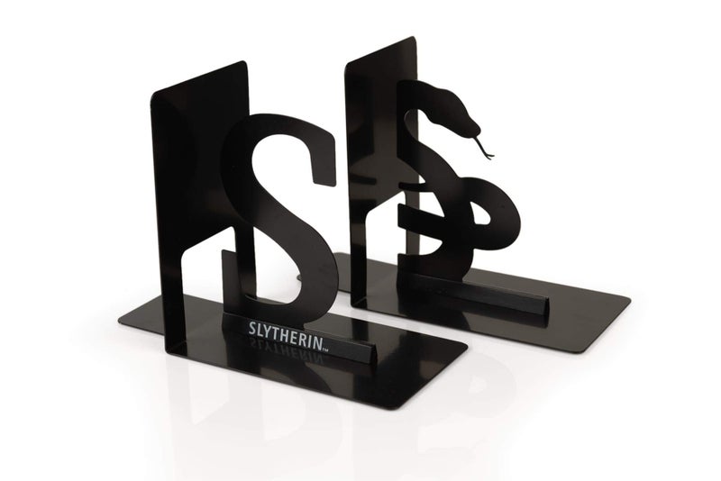 Underground Toys Harry Potter Metal Bookends - Black Hogwarts House Slytherin Diecast Design - Decorative Book Holder - Home, Office, Kitchen, Room Decor - Books Collection Display For Shelves - Desk Accessories Set - Image 4
